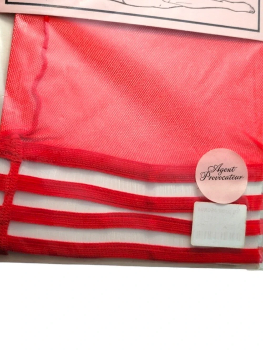 Agent Provocateur Hold Up Stockings Europa Sheer Red Vintage NWT Size B